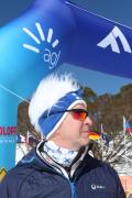Finnish Competitor hair imitates AGL Sponors Logo Image